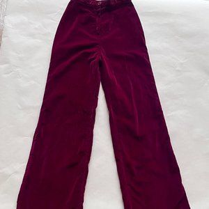 Vintage High Rise Velvet Burgundy Flared Pants